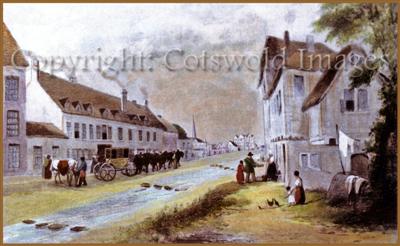 039a High Street & Plough Hotel c1740, artist unknown ©Cotswold Images